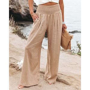 Dames Wijde Pijpen Broek Zomer Retro Mode Casual Katoen Linnen Lichtgewicht Zomer Plus Size Outdoor Werkkleding voor Mannen en Vrouwen