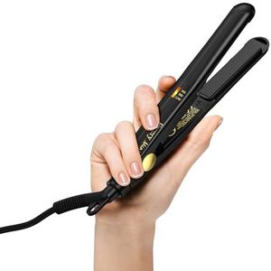 Farery Mini Glätteisen voor korte haren, tourmalien-keramiek kleine haarstijlbout, reizigers mini haarstijlbout met etui, automatische uitschakeling, tweespannig, verstelbare temperatuur