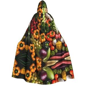 FRGMNT verscheidenheid verse groenten fruit print Mannen Hooded Mantel, Volwassen Cosplay Mantel Kostuum, Cape Halloween Dress Up, Hooded Uniform