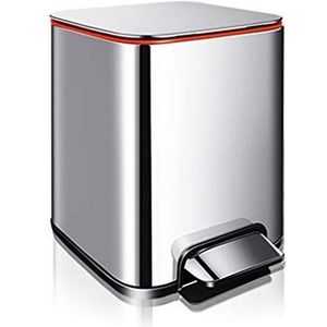 Vuilnisbakken voor binnen Rectangle Soft-Close Trash Can Compact Roestvrij Trash Can roestvrij staal Sensor Trash Can Paper Basket Step Prullenbak Vuilnisbak voor binnen(S Size)
