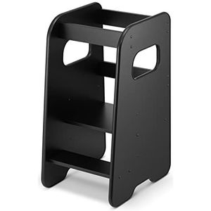 defiPad KH_80_50_B Educatieve toren voor kinderen stijlvolle kantelbeveiliging leertoren in hoogte verstelbaar hoogste veiligheid leertoren vanaf 1 jaar kleine helper Zwart 80 x 50 x 40 CM