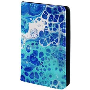 Abstract Art Acryl Blauw Marmeren Textuur Gepersonaliseerde Paspoort Houder Paspoort Cover Paspoort Portemonnee Reizen Essentials, Meerkleurig, 11.5x16.5cm/4.5x6.5 in