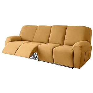 Recliner Sofa Cover Stretch Liggende Hoes Bank Cover for 3 Kussen Zachte Wasbare Meubelbeschermer for Kinderen Huisdieren(Color:Camel,Size:4 Seat)