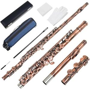 Professioneel Fluitinstrument 16 Gesloten Fluit C Wit Koper Kleur Roze Houtblaasinstrument(Red Bronze)