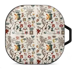 Heraldische set ontwerpelementen oordopjes hoesje compatibel met Samsung hard shell beschermhoes zwart-stijl