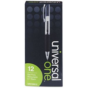 UNV39912 - Universele Clear Barrel Roller Ball Intrekbare Gel Pen (Grip kan variëren)
