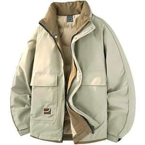 Witte eendenddonsjas voor heren, met opstaande kraag, warm en winddicht, ideaal voor outdooractiviteiten en vrije tijd., Lichtgroen, 4XL