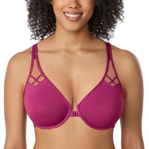 DELIMIRA Naadloze Beugelbeha Met Racerback-sluiting Aan De Voorkant Voor Dames Magenta paars 90E