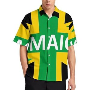 Jamaicaanse koninkrijk vlag zomer heren shirts casual korte mouw button down blouse strand top met zak 2XL