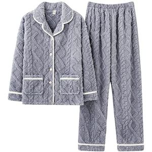 Flanellen Pyjama Herfst/Winter Pak Heren Winter Dikke Jacquard Pluche Plus Size Losse Warm Thuis Service Pak, B4, L