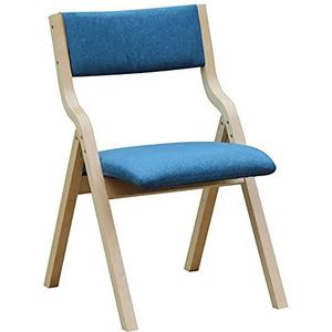 Eetkamerstoelen, stoelen Zij-/eetkamerstoel Houten opvouwbare keukeneetkamerstoel Gestoffeerde woonkamerstoel met rugleuning(Blue)