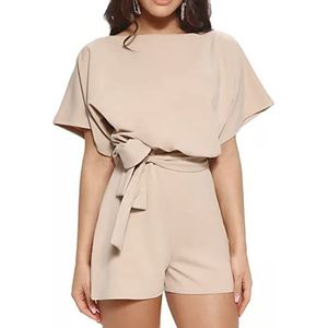Loungewear Jumpsuit, Veelzijdige Jumpsuit met Losse Short Stijlvolle Pure Kleur voor Thuis en Vrije Tijd (S)