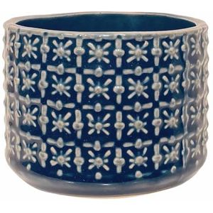 Nordring Vintage plantenpot voor kamerplanten, vetplanten, bloempot, Cross S (10 cm ø), petrol, keramiek