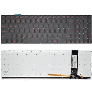 Achtergrondverlichting voor Russisch laptoptoetsenbord van de VS voor ASUS N56 N56V U500VZ N76VM N550 N750 N550JK R514JR R701VB Q550LF N550LF N550JV(US Red Word Backlit)