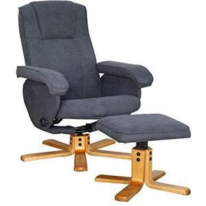 SVITA Charles Relaxstoel, tv-stoel, woonkamerstoel, kruk, draaistoel, beensteun, televisiestoel, draaistoel, leesstoel, donkergrijs