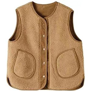 gilet dames Vrouwen Vest Dubbelzijdig Slijtage Lamswol Vest Winter Losse Mouwloos Vest Warm Corduroy Vest Vest Met Zak gilet Mouwloos