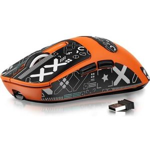 Attack Shark X3 49g Superlichte mouse met tape, PixArt PAW3395 Gaming Sensor, BT/2.4G Wireless/Wired gamingmuis, 6 verstelbare DPI 26000, 200 uur batterij, kantoormuis voor Win11/Xbox/PS/Mac, oranje