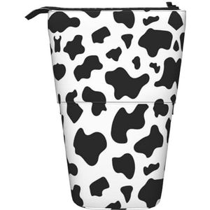 Nbtghga Zwart & Wit Luipaard Print Potlood Telescopische Klassieke Kunsten Stand Up Etui Organizer Potlood Houder Make-up Tas Gift, Zwart, Eén maat