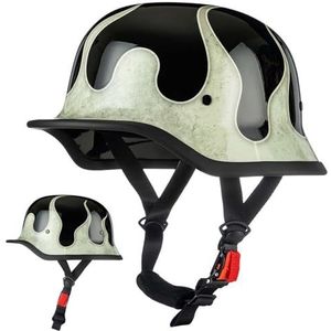 Duitse motorhelm, Duitse retro straathelm, ECE-gecertificeerd, met verstelbare snelsluiting, geschikt voor fietsen, cruisers, scooters, geschikt voor alle seizoenen H,2XL63-64CM