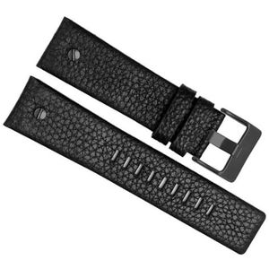 dayeer Klinknagel Koeienhuid Lederen horlogeband voor Diesel DZ7395 DZ7370 DZ7257 DZ7430 Horlogeband voor Mannen Vrouwen (Color : Black Black Rivet, Size : 28mm)