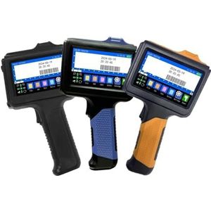 E19 12,7 mm draagbare handheld printer met meerdere kleuren, volledig gesloten behuizing, tekst, QR-barcode, batchnummer, logo, datum, labelprinter voor Tekst Barcode Datum Tijd, etc(Black)