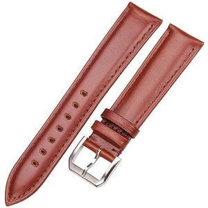 CBLDF Horloge Band Band Echt Leer 19mm 20mm 21mm 22mm 24mm Zwart Bruin Vervangende Horlogebanden Staal Zilver Pin Gesp (Color : Brown, Size : 22mm)