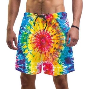 PAFEFO Zwemplank Shorts voor Mannen Strandshorts voor Tieners Zomer Sneldrogende Sport, Art Rainbow Tie Dye, Art Regenboog Tie Dye, M