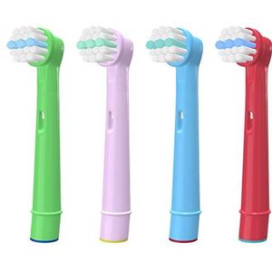 WuYan Kids Tandenborstelkoppen Compatibel voor Elektrische Tandenborstel, Kinderen Elektrische Tandenborstelkoppen voor Braun, Vullingen voor Kinderen Tandenborstelkop Pack van 4 Multicolor