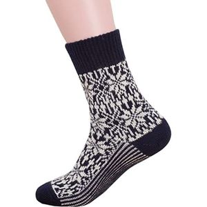 Hirsch Natur, Merino Sokken Snowstar, 100% Wol (biologisch), Blauw/Natuurlijk, 38-39 EU