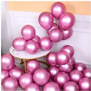 Ballonnen 10 stks 5/10 / 12 inch glanzende metalen parel latex ballonnen dikke chroom metalen kleuren helium lucht ballen verjaardagsfeestje decor Heliumballonnen (Color : Pink, Size : 12inch)