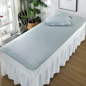 Blauw,185 * 70cm(S),LDLCYCN Verkoelende Matras Tafel Matrasbeschermer Met Elastische Band Dunne Massage Bed Topper Massage Bed Hoes SPA Behandeling Bank Spa Bed Hoes Met Gezichtsgat