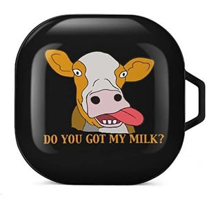 Grappige koe oordopjes hoesje compatibel met Samsung hard shell beschermhoes zwart-stijl