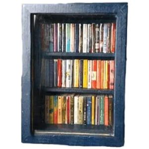 AMIUHOUN Miniatuur boekenkast, angst boekenkast, houten kleine boekenkast, boekenkast voor stressvermindering, tafelblad, 7,1 x 4,8 x 9,3 cm