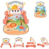 Moni Loopwagen 2-in-1 piano HE0637 kruipdeken, speelboog, activiteitencentrum, kleuren: roze