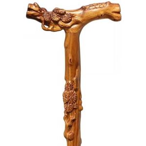 DQZRTUECA Wandelstok van ebbenhout, handgesneden, pruimenhouten design, tweekleurig, verstelbare hoogte 80-92 cm, draagvermogen 90 kg(B,85Cm(Use Height 161-165Cm))