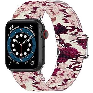 VENTER Rekbare lusband compatibel met Apple Watch Band 40 mm 38 mm iWatch-serie 6/5/4/3/2/1/SE Stretch elastieken polsbandje pioen
