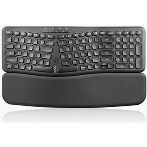 Perixx PERIBOARD-636B US, Draadloos Ergonomisch Compact USB-toetsenbord - Draadloze 2.4G-technologie - Ingebouwde Nummerpad - Afneembare polssteun - - Stil typen - Zwart