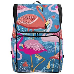 Jeansame Rugzak Schooltas Laptop Reistassen Zomer Lente Tropische Flamingo Vogels Liefde Lake voor Kid Jongen Meisje Vrouwen Mannen