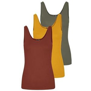 VERO MODA Dames Vmmaxi My Soft Uu Tank Noos Top, Verpakking van 3 (burnt henna, golden geel, dusty olive), M