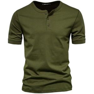 LQHYDMS Heren T-shirt Katoenen Kraag T-shirt Mannen Casual Zomer Korte Mouw Heren T-shirts Mode Basic T-Shirt Mannelijke, Groen, 4XL 95-100kg