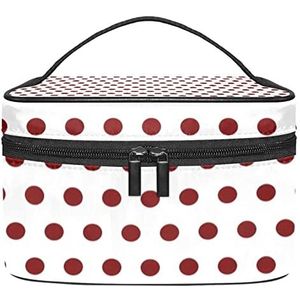 Bourgondische stippen make-up organizer tas, reismake-up tas organizer case draagbare cosmetische tas voor vrouwen en meisjes toiletartikelen, Meerkleurig, 22.5x15x13.8cm/8.9x5.9x5.4in