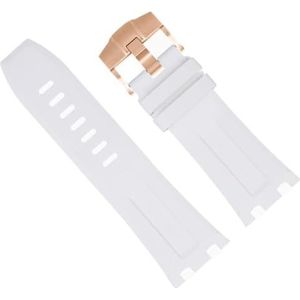 honyeuk Voor Audemars En Piguet Riem 15710/15703,28mm Natuur Fluor Zacht FKM Rubber Armband Accessoires Horlogeband(White 4)