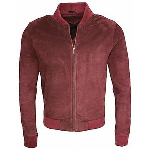 Varsity Suede Leren Bomberjack voor heren, Bordeaux, S