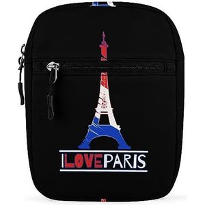 I Love Parijs Frankrijk Eiffeltoren Mini Crossbody Tas Unisex Anti-Diefstal Side Schoudertassen Reizen Kleine Messenger Bag