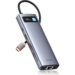 Baseus 9-in-1 dockingstation USB C 4K @120Hz, 2 HDMI dual monitoren USB C-hub, 1000 Mbp Ethernet, 100 W PD, TF/SD-kaartlezer, USB 3.0, multipoort-adapter voor MacBook/Dell/HP/Surface/Lenovo & meer