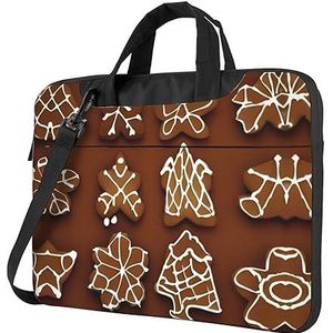 SSIMOO Paris Eiffeltoren stijlvolle en lichtgewicht laptop messenger tas, handtas, aktetas, perfect voor zakenreizen, Gingerbread Koekjes, 15.6 inch