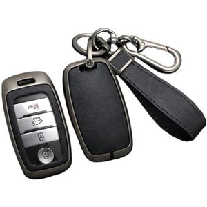 Autosleutel beschermhoes Legering Lederen Auto Afstandsbediening Smart Key Case Cover Voor Rio Voor Rio5 Voor Sportage Voor Ceed Voor Cerato K3 KX3 K4 K5 Sleutel Shell(Black set)