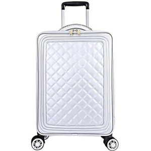 Reiskoffer Handbagagekoffer Bagage Reiskoffer Waterdichte Bagagekoffer Ruitkoffer Stille Wiellaadkoffer Handbagage Trolleykoffer (Color : White, Size : 24inch)