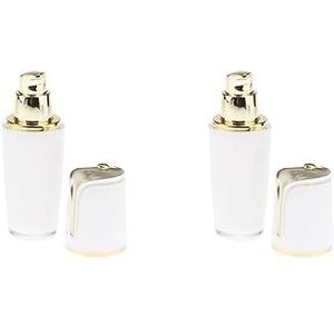 2 Set van Lege Hervulbare Acryl Pomp Druk Fles Container Jar voor Lotion 30ml, Goud+Wit