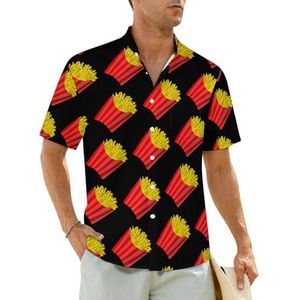 French Fries herenhemden korte mouwen strandshirt Hawaiiaans shirt casual zomer T-shirt XL
